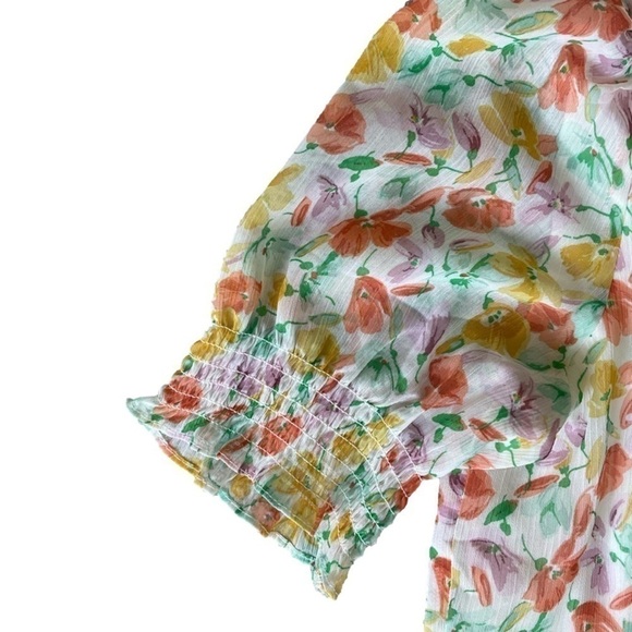 1. State Floral Puff Sleeve Blouse, L - Picture 4 of 6